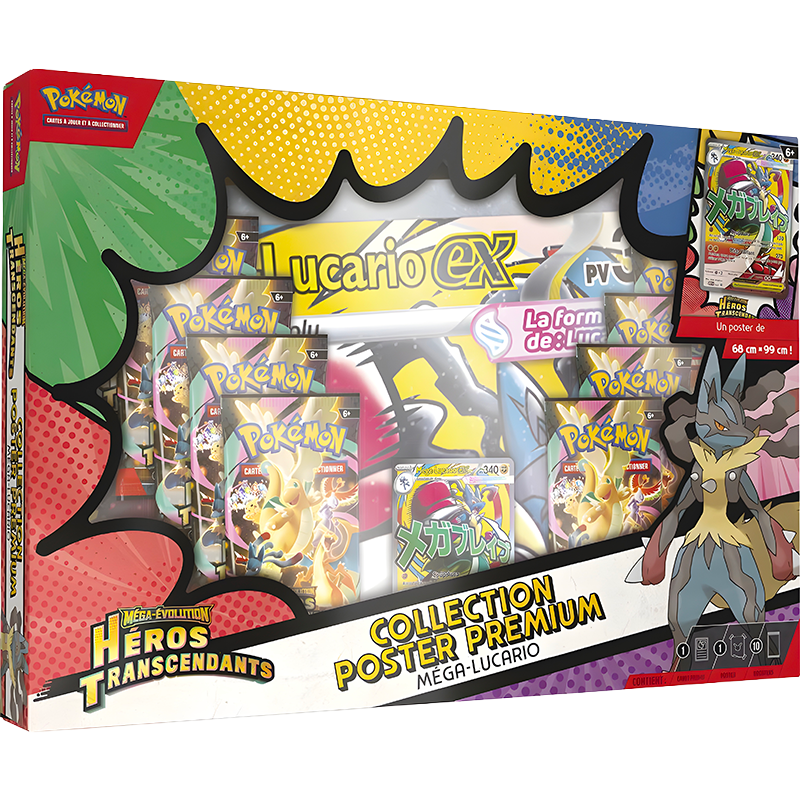 Pokémon – Coffret Collection Poster Premium Héros Transcendants – ME02.5 – Méga-Lucario – Français